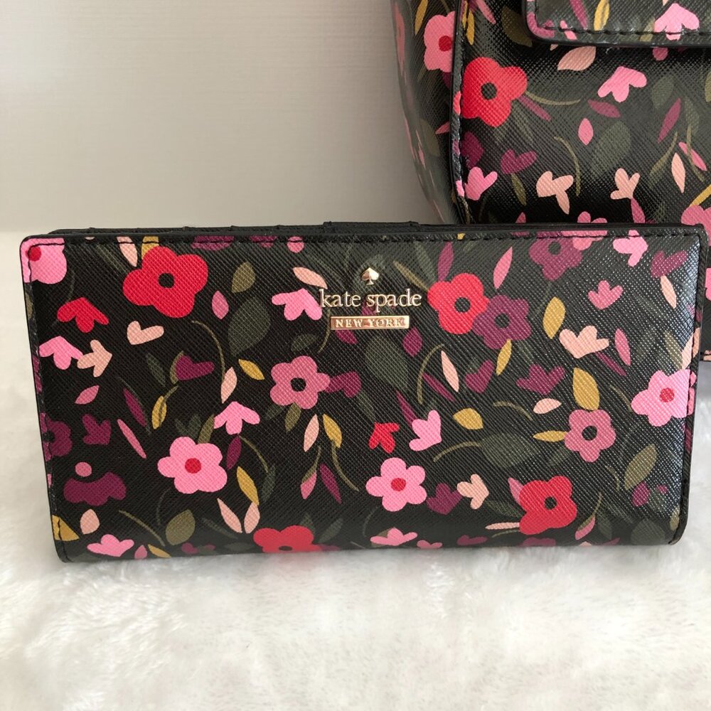 Kate Spade Floral Crossbody Bag and Wallet - Black and Pink - Picture 11 of 15